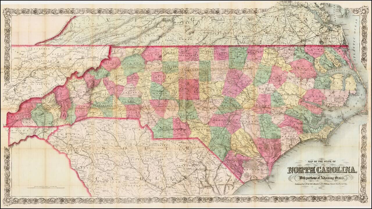 Map of the State of North Carolina, With portions of Adjoining States . . . 1866