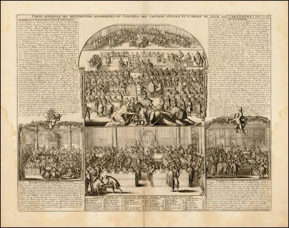 Carte Generale Des Differentes Assembles ou Conseils, Des Cantons Suisse, Et L'Order De Leur Gouvernement