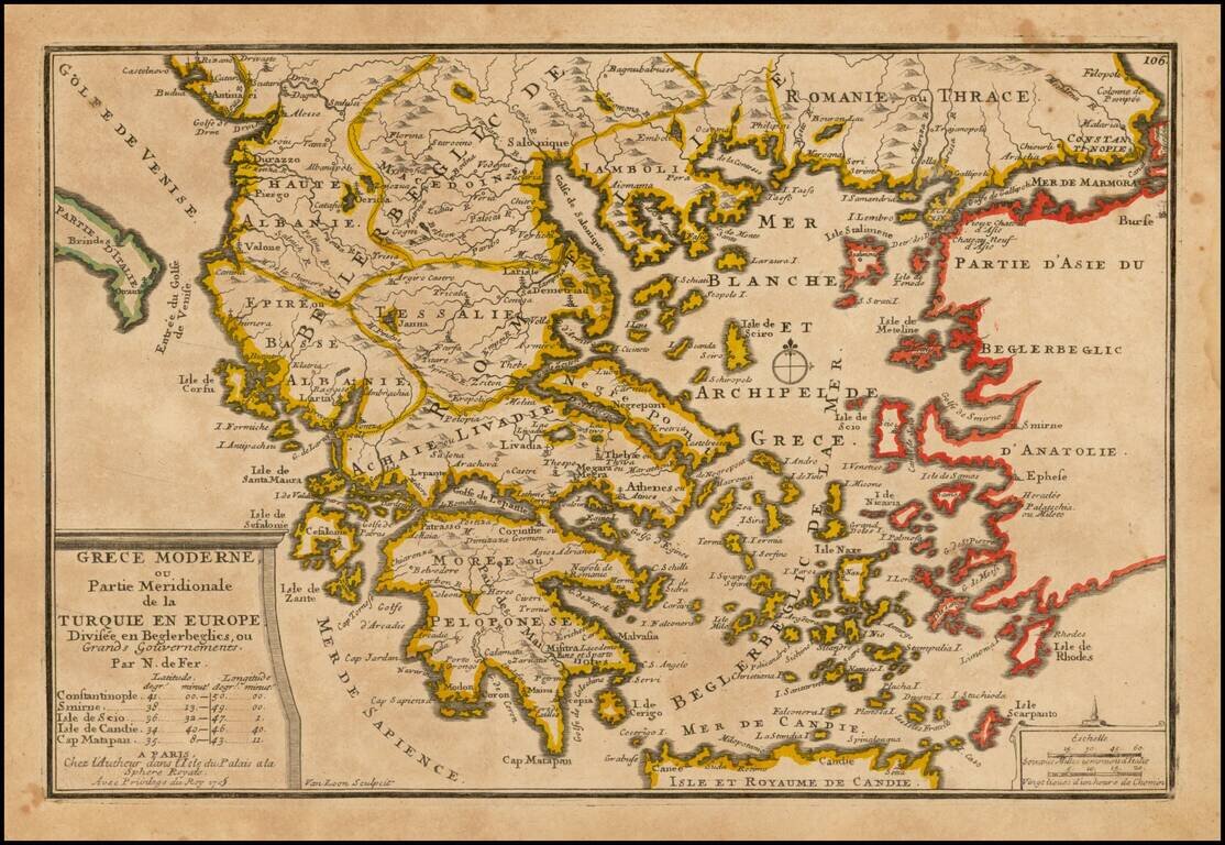 Grece Moderne ou Partie Meridionale de la Turquie en Europe.  Divisee en Beglerbeglics our Grands Gouvernements