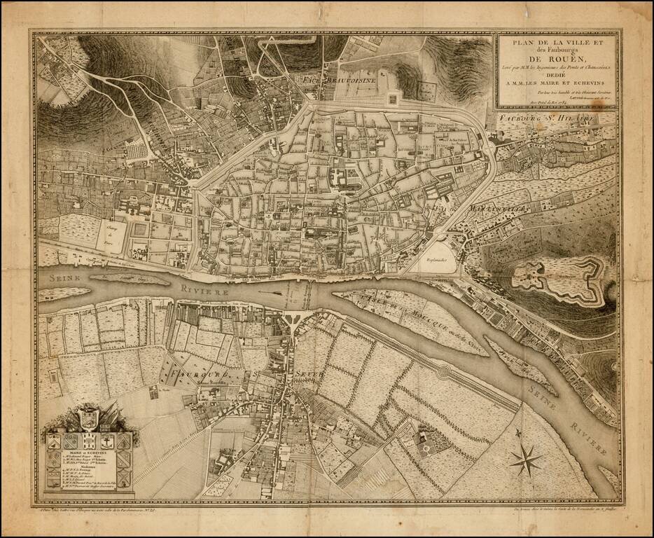 Plan de la Ville et des Faubourgs de Rouen . . . Dedie A.M.M. Les Mairs et Echevins . . . 1784