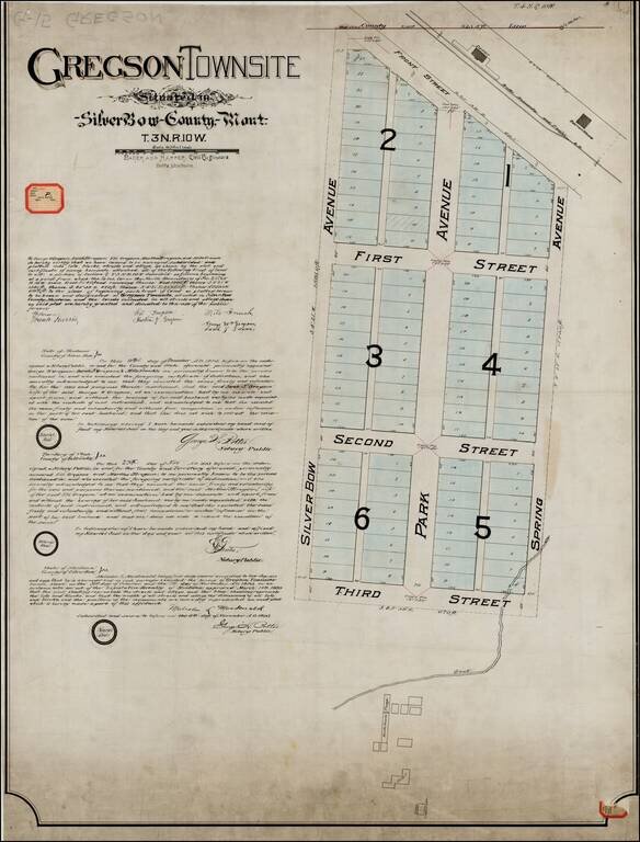 Gregson Townsite Situated in Silver Bow County, Mont.