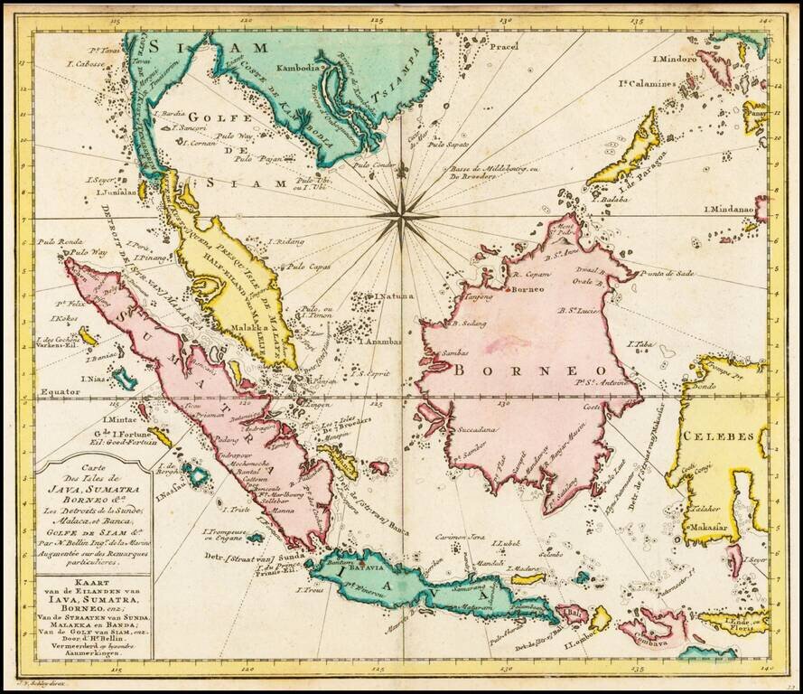 Carte Des Isles De Java, Sumatra, Borneo &c.  Les Detroits de la Sonde Malaca et Banc Golph De Siam &c…