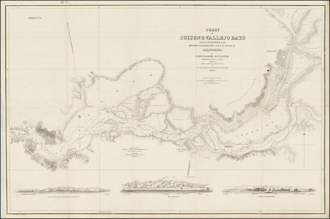 Chart of Suisun & Vallejo Bays with the Confluence of the Rivers Sacramento and San Joaquin California By Cadwalader Ringgold Commander U.S. Navy . . . 1850