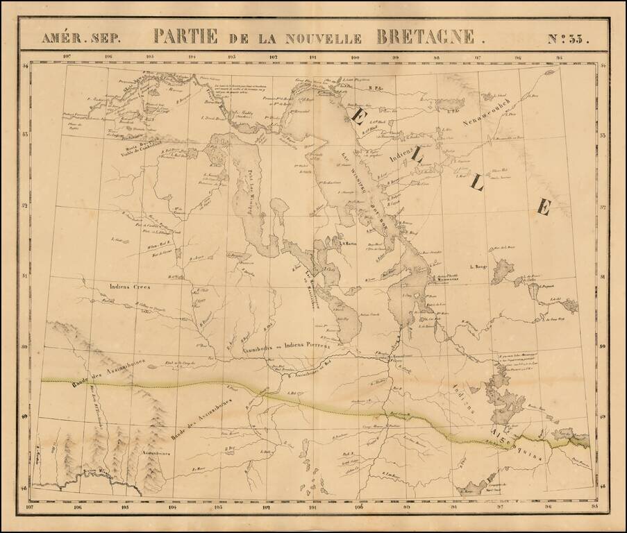 Amer. Sep. No. 33.  Partie De La Nouvelle Bretagne (Upper Missouri River, Lake Winnepeg, Lake of the Woods and Saskatehawan River]