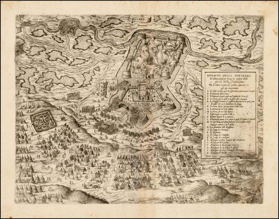 [Plan of the Siege of Guînes, France] Ritratto Della Fortezza di Ghines, presa perforza dallo essecito del Re Christianissimo . . .