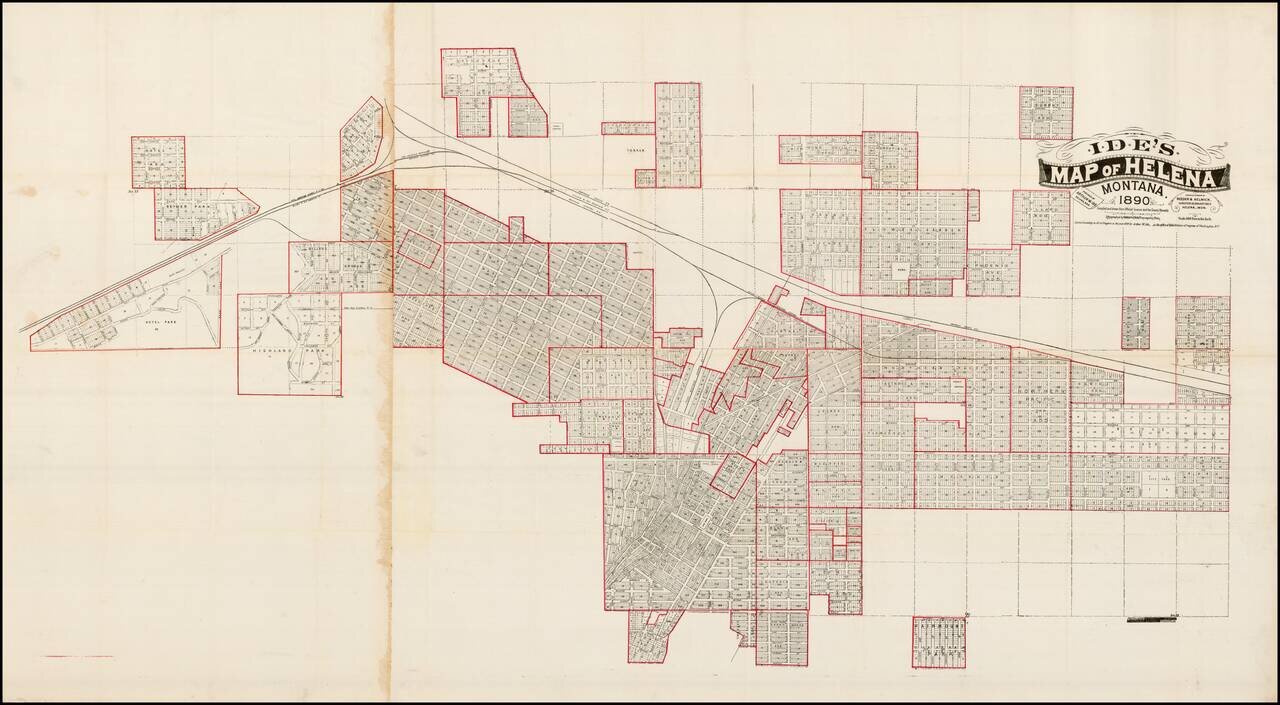 Ide's Map of Helena, Montana.  1890.  Compiled and Drawn from Official Sources and the County Recorder.  compiled and drawn by Reeder & Helmick, Surveyors & Draughtsmen Helena, Mon.