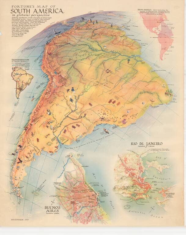 Fortune's Map of South America in globular perspective . . .