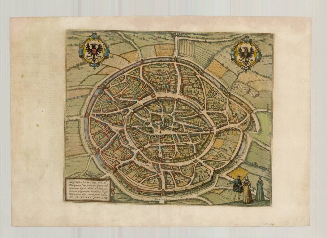 [Aachen] Aquisgranum, vulgo Aich, ad Menapiorum Fines, Perantiqua Imperii Urbs . . . MD LXXVI