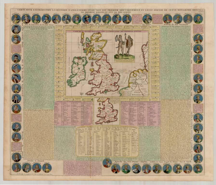 Carte pour l'Introduction a l'Histoire d'Angleterre ou l'on Voit son Premier Gouvernement et l'Etat Abrege de cette Monarchie sous les Empereurs Romains, et sous les Rois Saxons