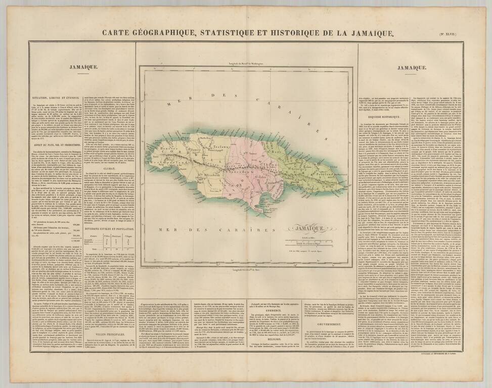 Carte Geographique, Statistique et Historique De La Jamaique