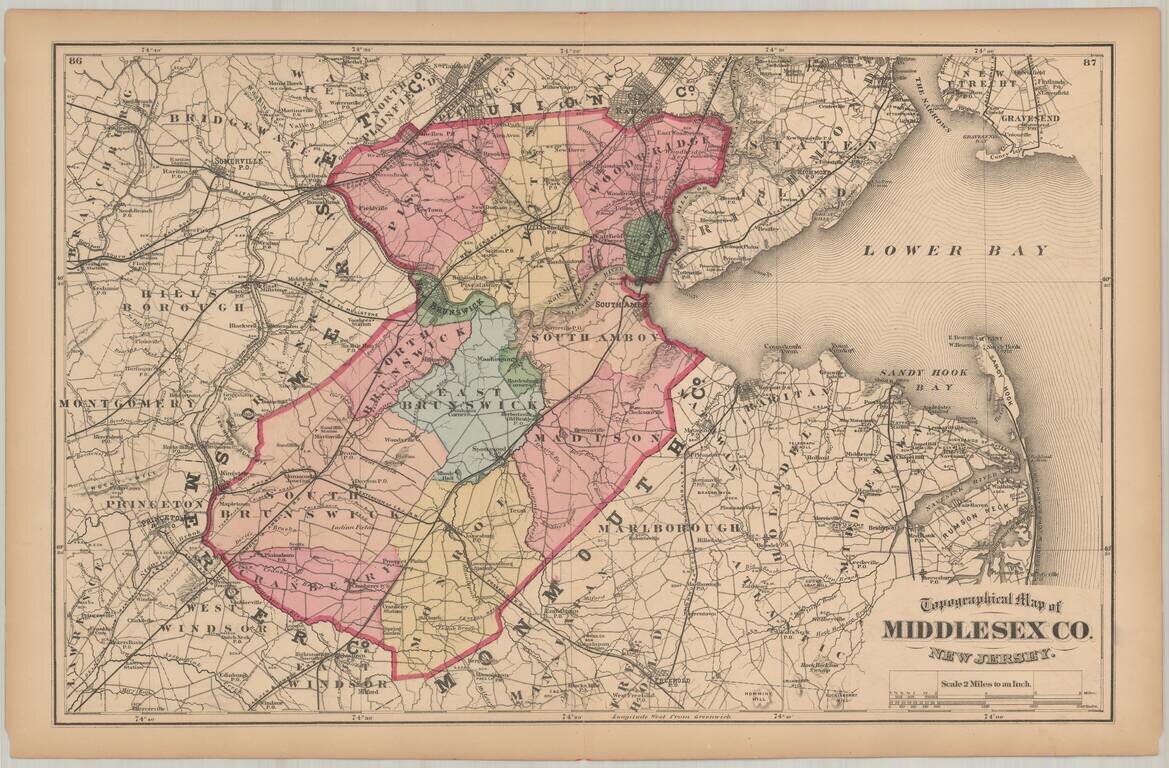 Topographical Map of Middlesex Co. New Jesey.