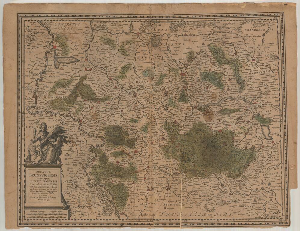 Ducatus Brunsvicensis Fereque Lunaeburgensis Cum adiacentibus Episcopatibus, Comitatibus et Dominatibus etc.: nova et locupletissima Descriptio Geographica.  Correcta, innovata, edita, Authore Nicolao Ioannis Piscatore.  1641