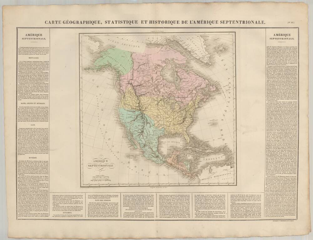 Carte Geographique, Statistique et Historique De L'Amerique Septentrionale