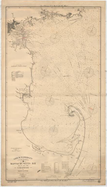 Geo. W. Eldridge's Chart D -- Massachusetts Bay And The Coast From Chatham To Glochester  1916 . . .