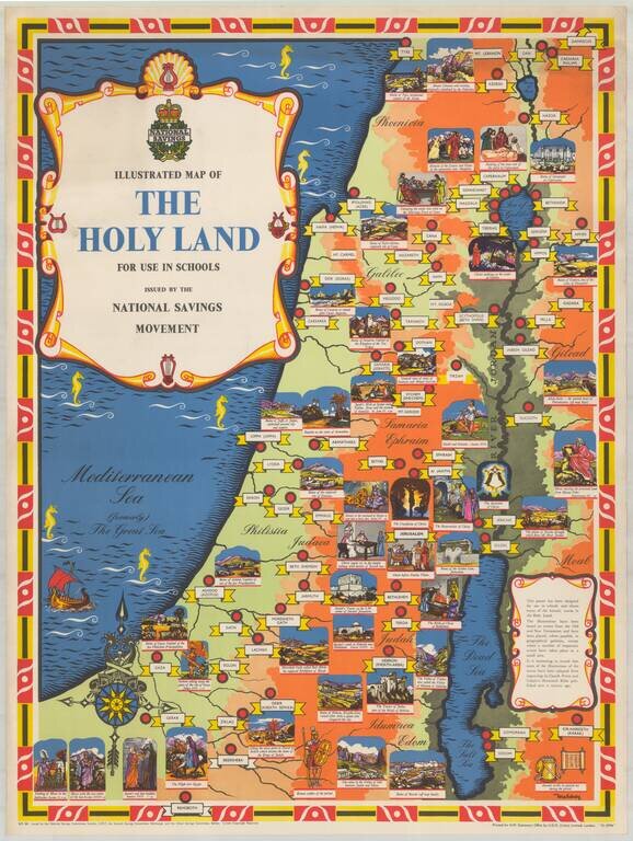 Illustrated Map of the Holy Land For Use In Schools Issued by the National Savings Movement