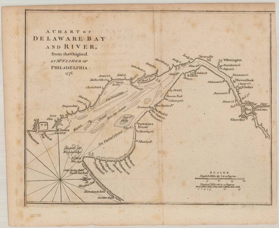 A Chart of Delaware Bay and River from the Original By Mr. Fisher of Philadelphia 1776.