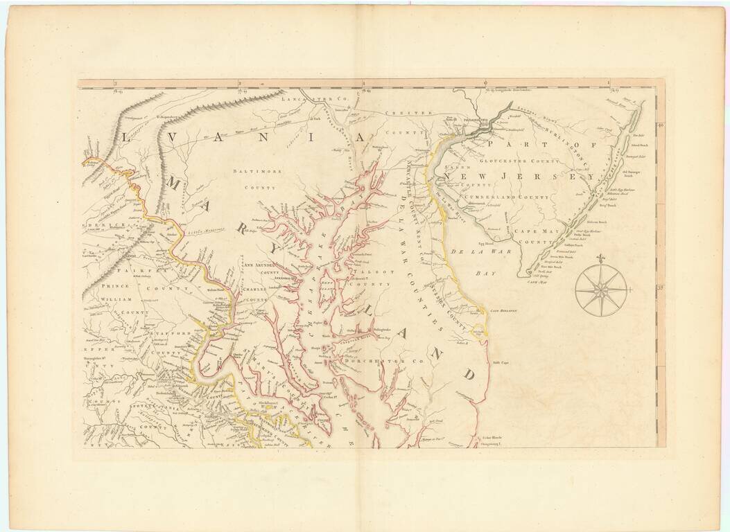 A Map of the most Inhabited part of Virginia containing the whole Province of Maryland . . .   Drawn by Joshua Fry & Peter Jefferson in 1775  [Extremely Rare Final State]