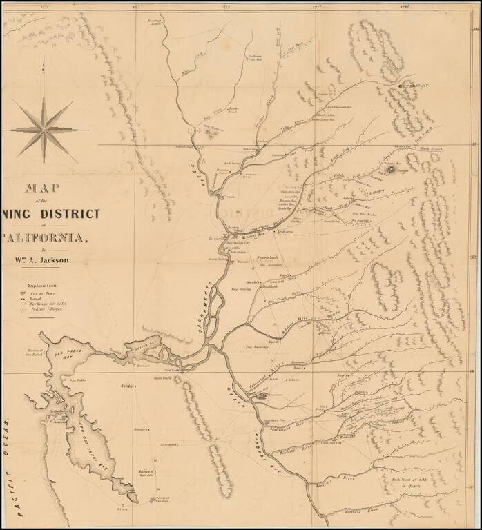 Map of the Mining District of California by Wm. A. Jackson.  [Proof State]