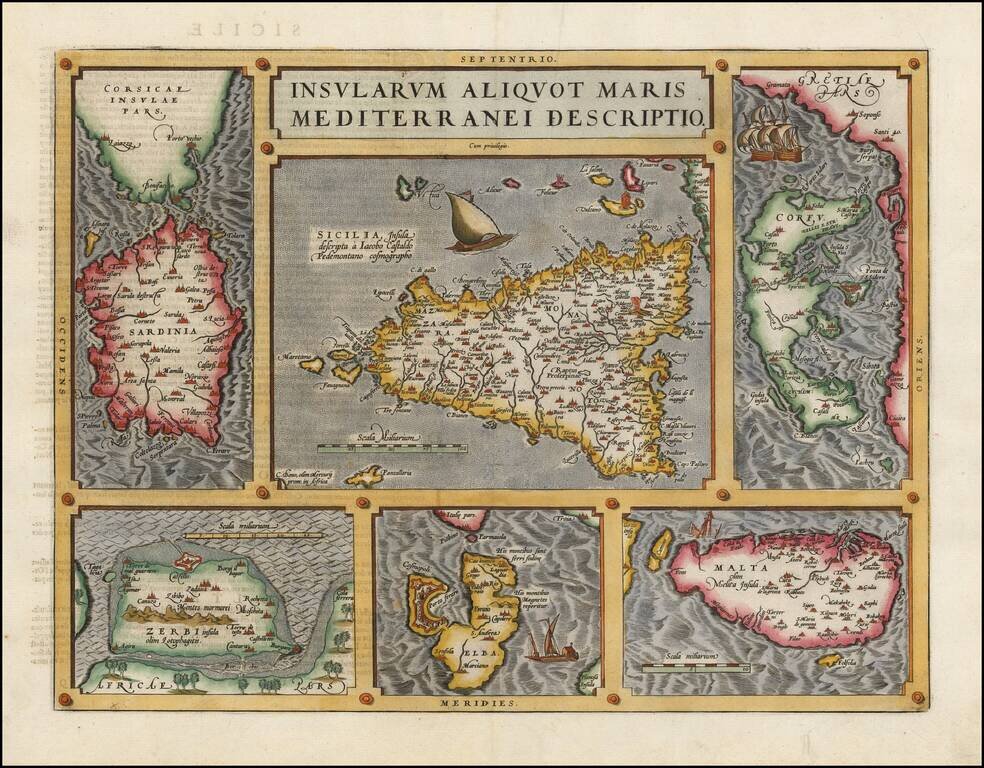 Insularum Aliquot Maris Mediterranei Descriptio [Sicily, Malta, Sardinia, Corfu, Elba and Zerbia]