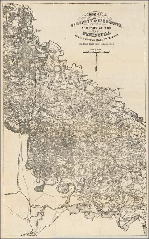 Map of the Vicinity of Richmond and Part of the Peninsula From Surveys Made by Order of Maj. Gen. J.F. Gilmer Chief Engineer. C.S.A