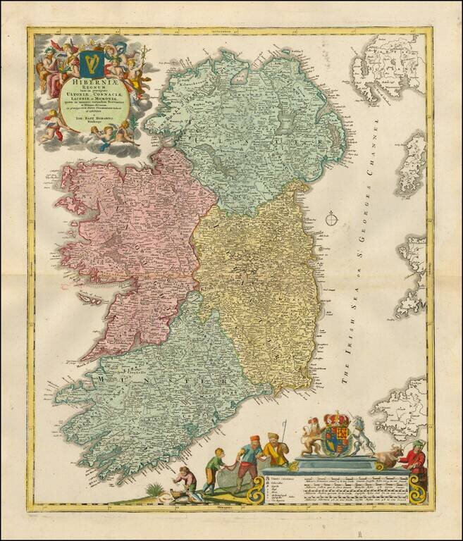 Hiberniae Regnum tam in praecipuas Ultoniae, Connaciae, Lageniae, et Momoniae. . .