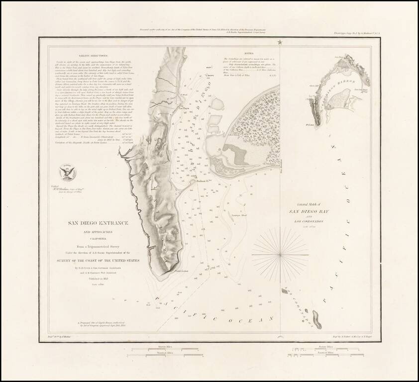 (Thick Paper Presentation Copy!) San Diego Entrance and Approaches . . . 1853