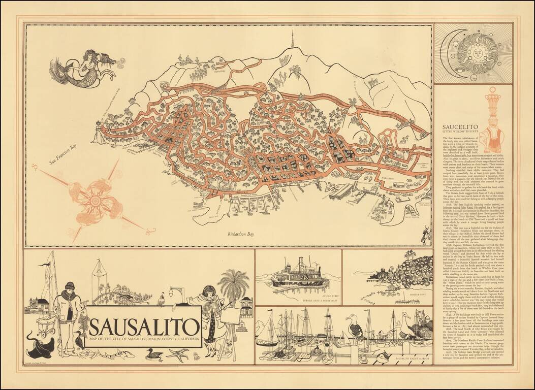 Sausalito.  Map of the City of Sausalito, Marin County, California