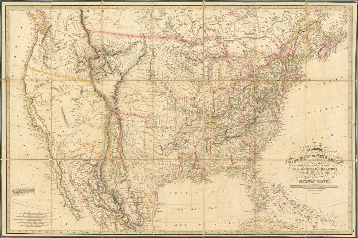 Fredonia Or The United States of North America; Including also Cabotia, or the Canadian Provinces; The Western Territory To the Pacific Ocean And the Northern Part of the Mexican States . . . 14th August, 1834.  Additions to 1836