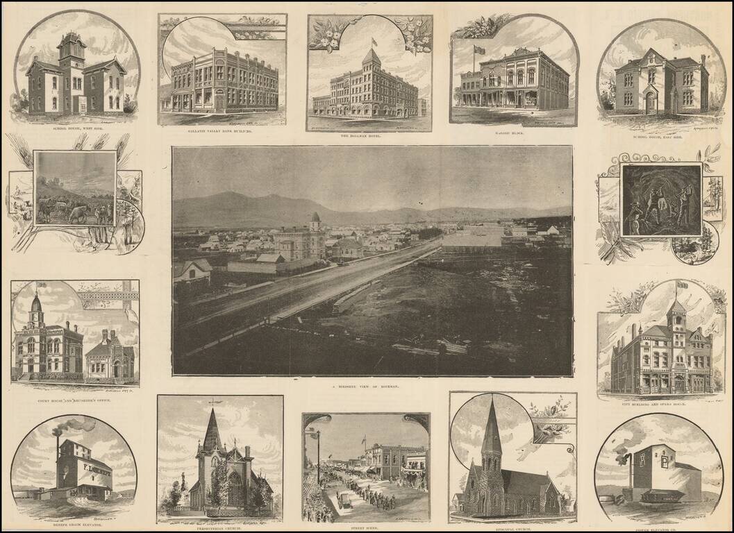 A Birdseye View of Bozeman / Bozeman Montana Illustrated -  Bozeman The Central City and Coming Capital of Montana