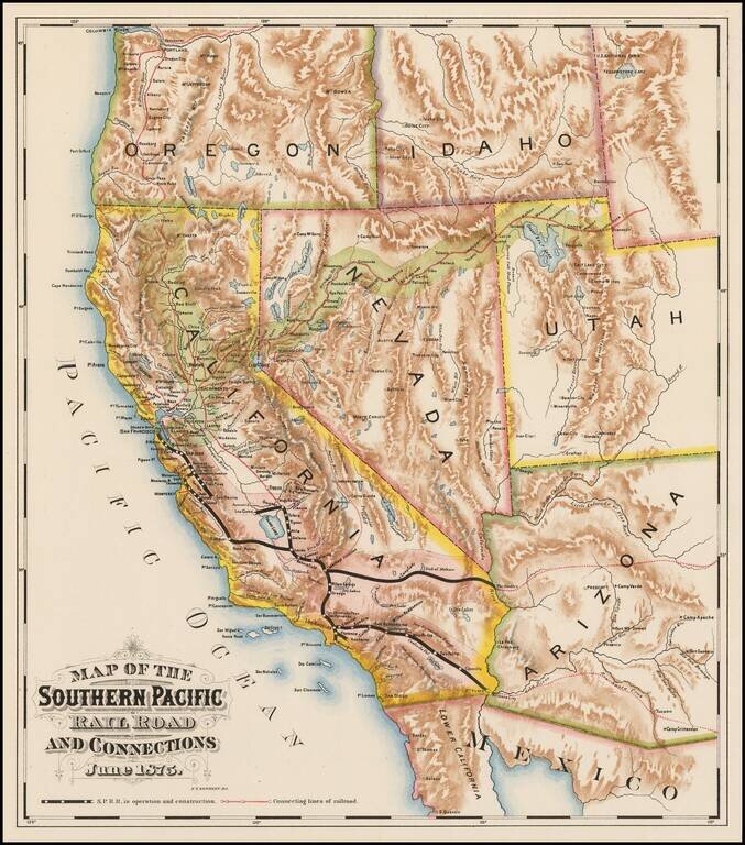 Map of the Southern Pacific Rail Road and Connections.  June 1875