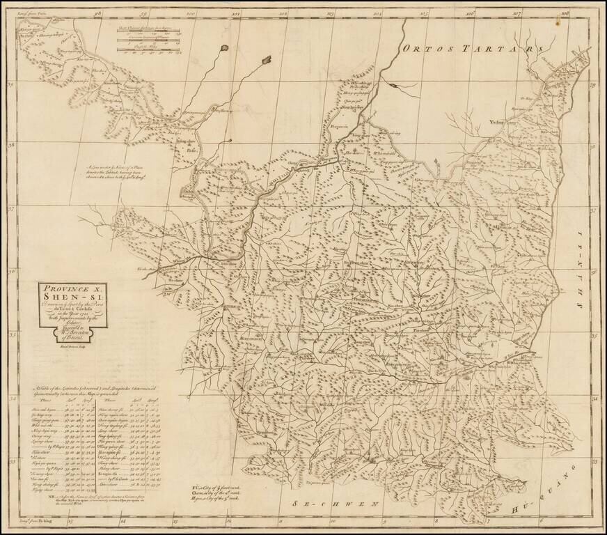 Province X Shen-Si Drawn on ye Spot by ye Peres de Tartre & Cordoso in the Year 1712