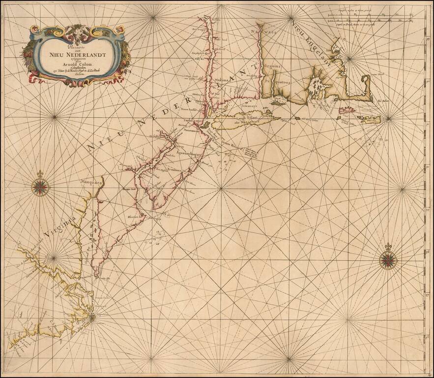 Pascaarte van Nieu Nederlandt uytgegeven door Arnold Colom