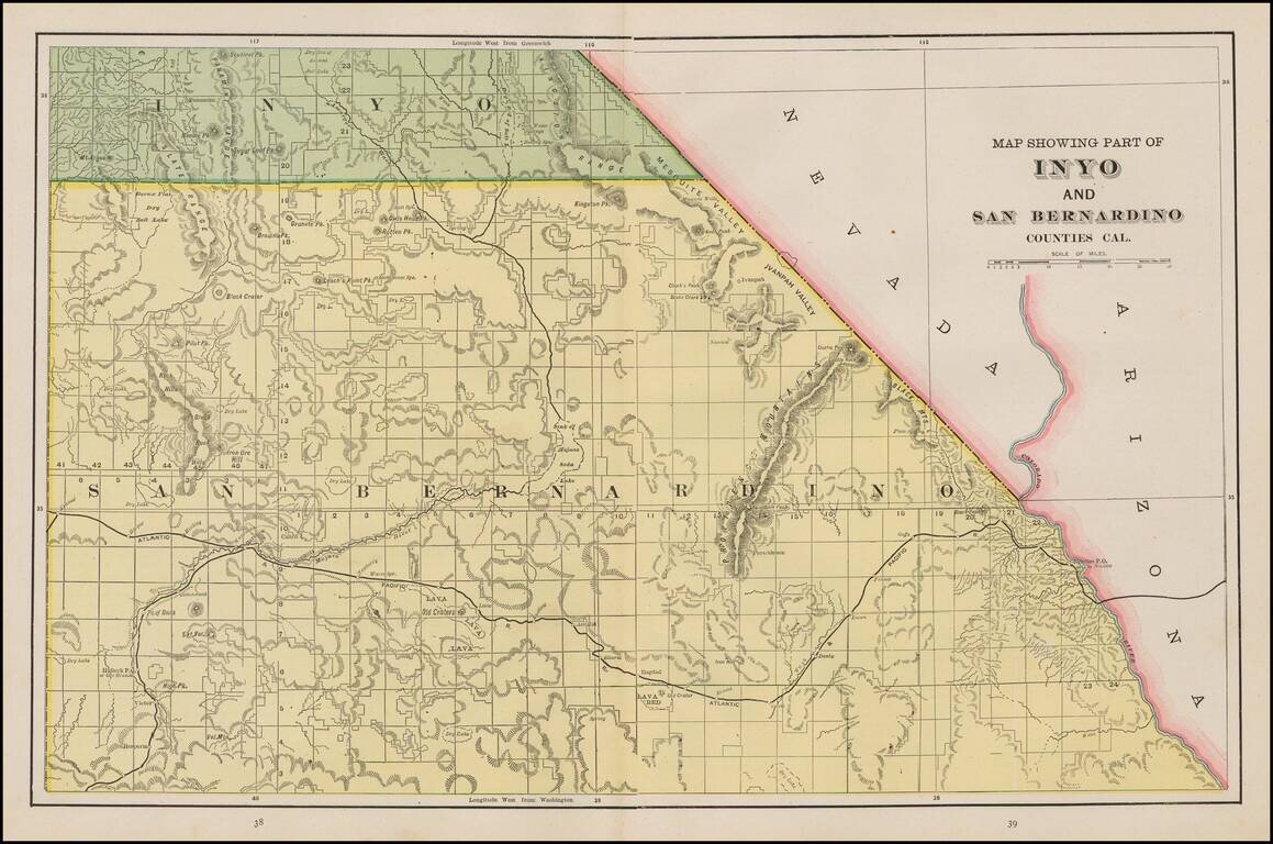 Map Showing Inyo and Part of San Bernardino Counties, Cal.
