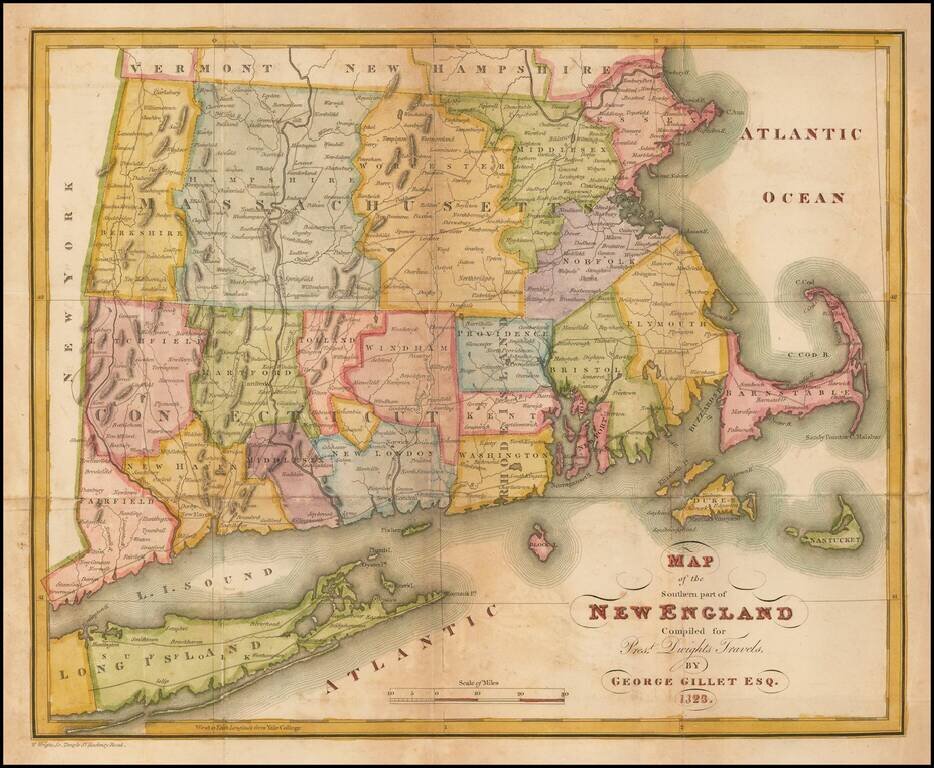 Map of the Southern Part of New England Compiled for Prest. Dwitghts Travels by George Gillet Esq. 1823.