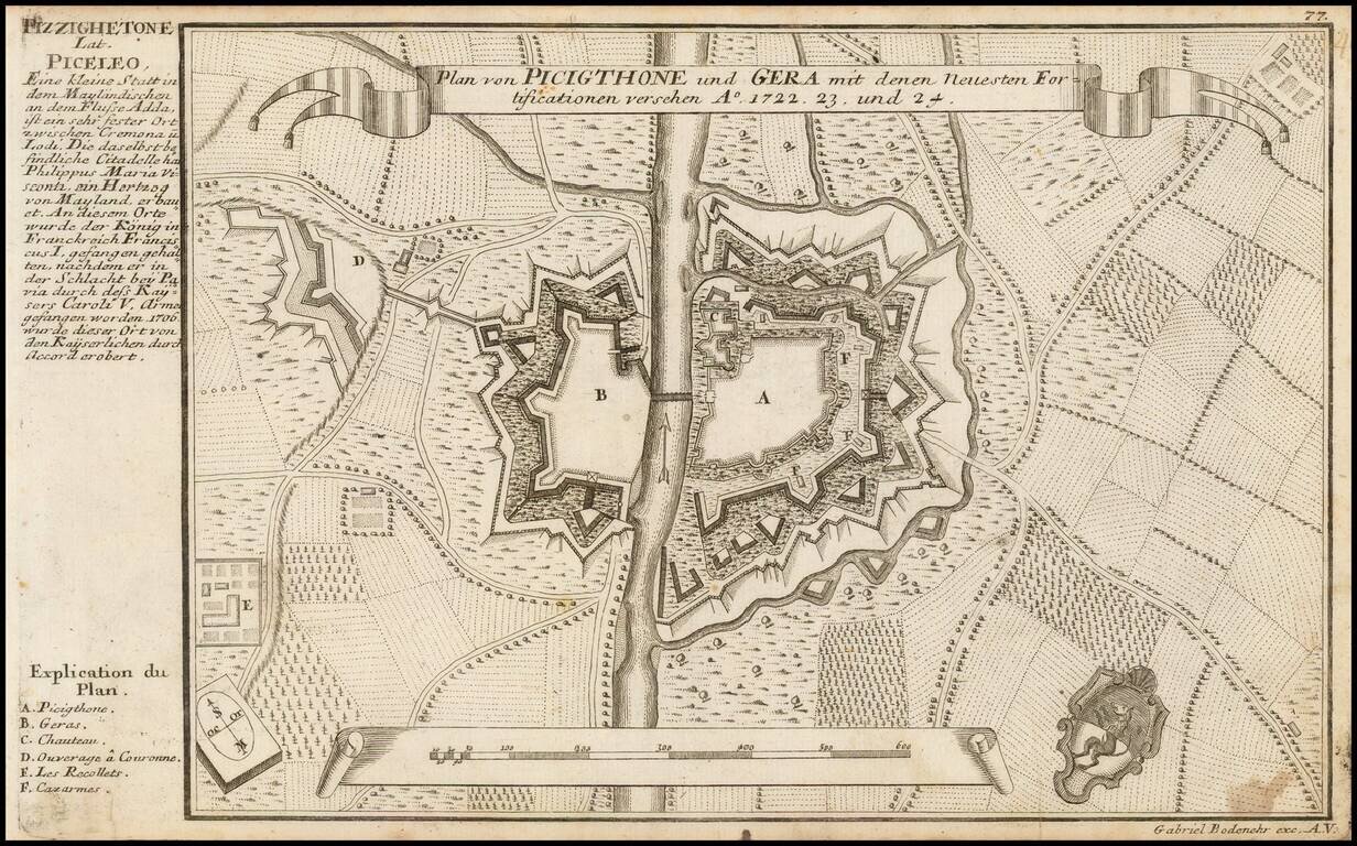Plan von Picigthone und Gera mit denen Neuesten Fortificatrionen verschen Ao. 1722, 23, und 24.