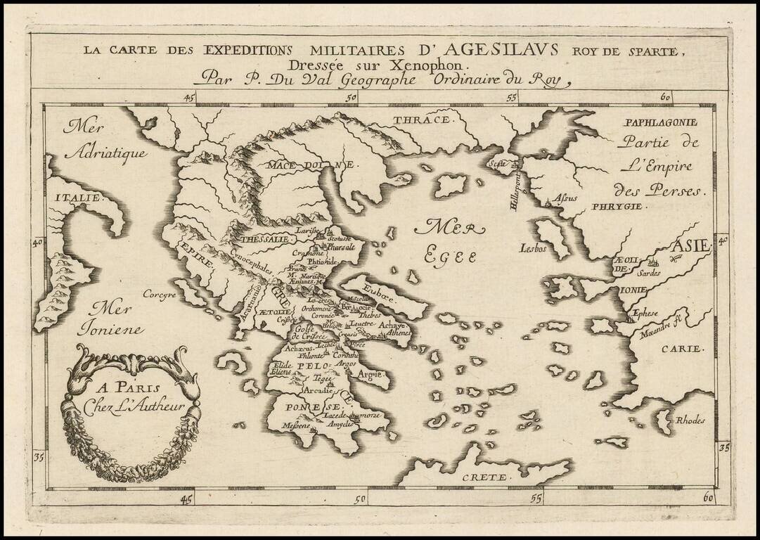La Carte des Expeditions Militaires D'Agesilaus Roy de Sparte, Dressee sur Xenophon.
