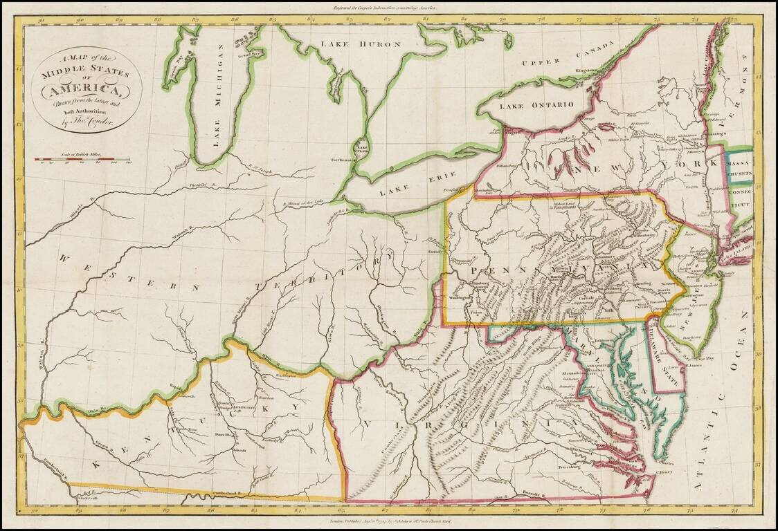 A Map of the Middle States of America, Drawn from the latest and best Authorities . . .