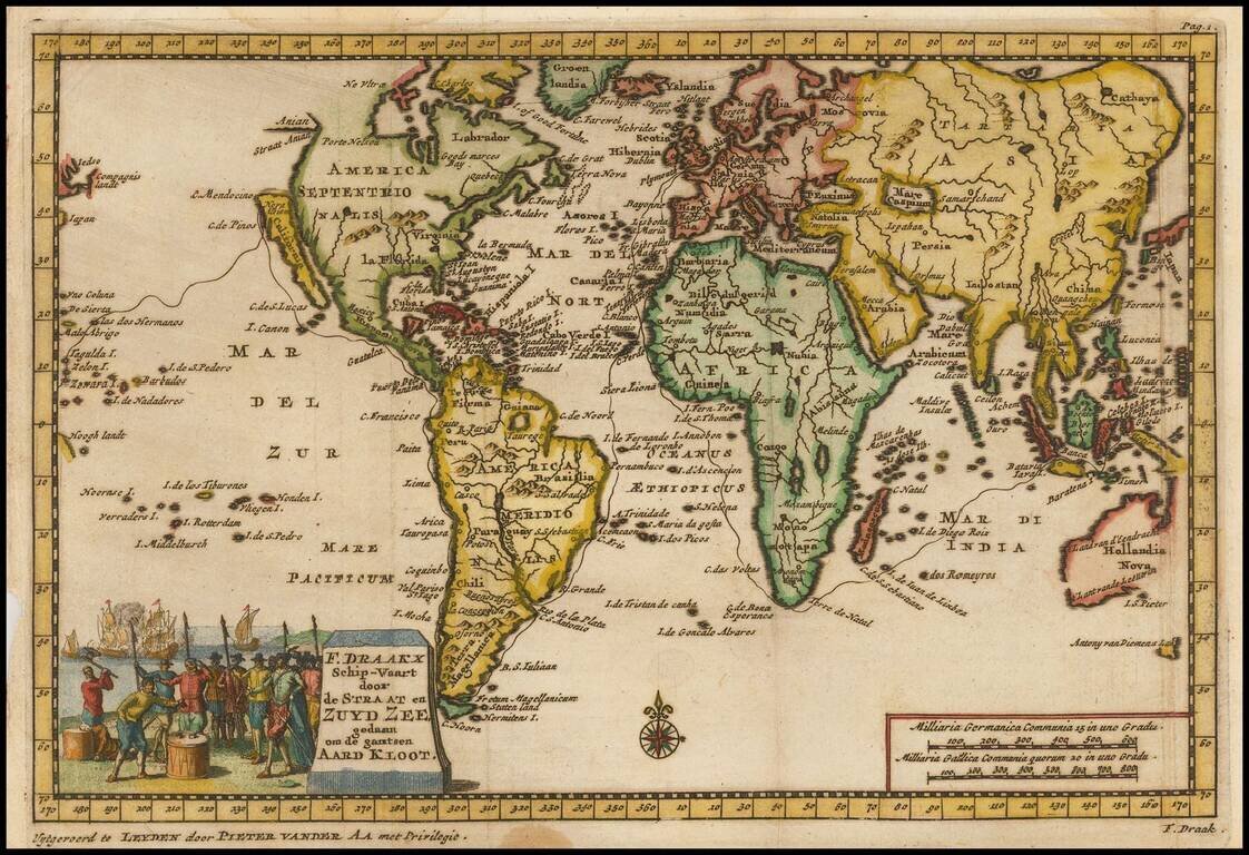 F. Draakx Schip-Vaart door de Straat en Zuyd Zee gedaan om de gantsen Aard Kloot
