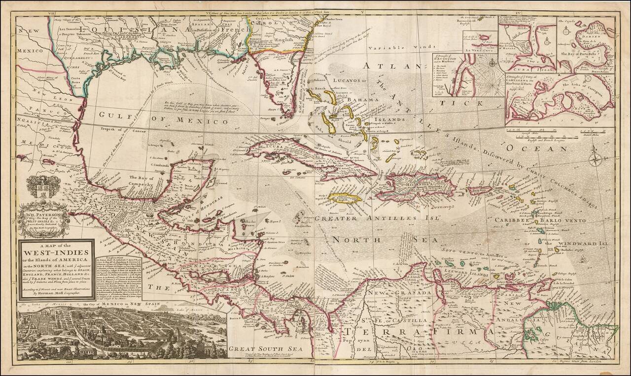 A Map of the West-Indies or the Islands of America in the North Sea; with ye adjacent Countries; explaining what belongs to Spain, England, France, Holland &c . . .