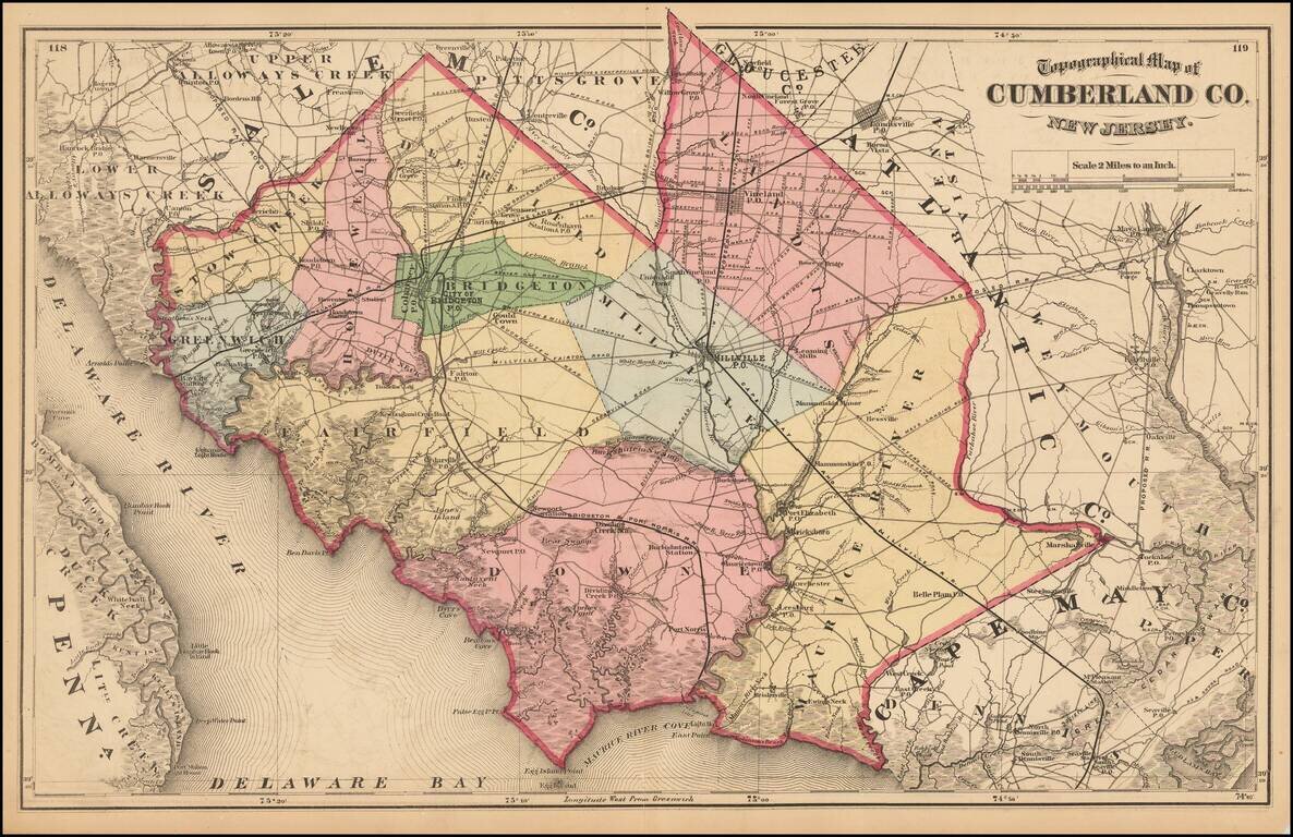 Topographical Map of Cumberland Co. New Jersey