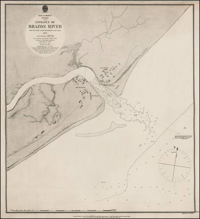 Entrance of Brazos River From The United States Preliminary Coast Survey 1858