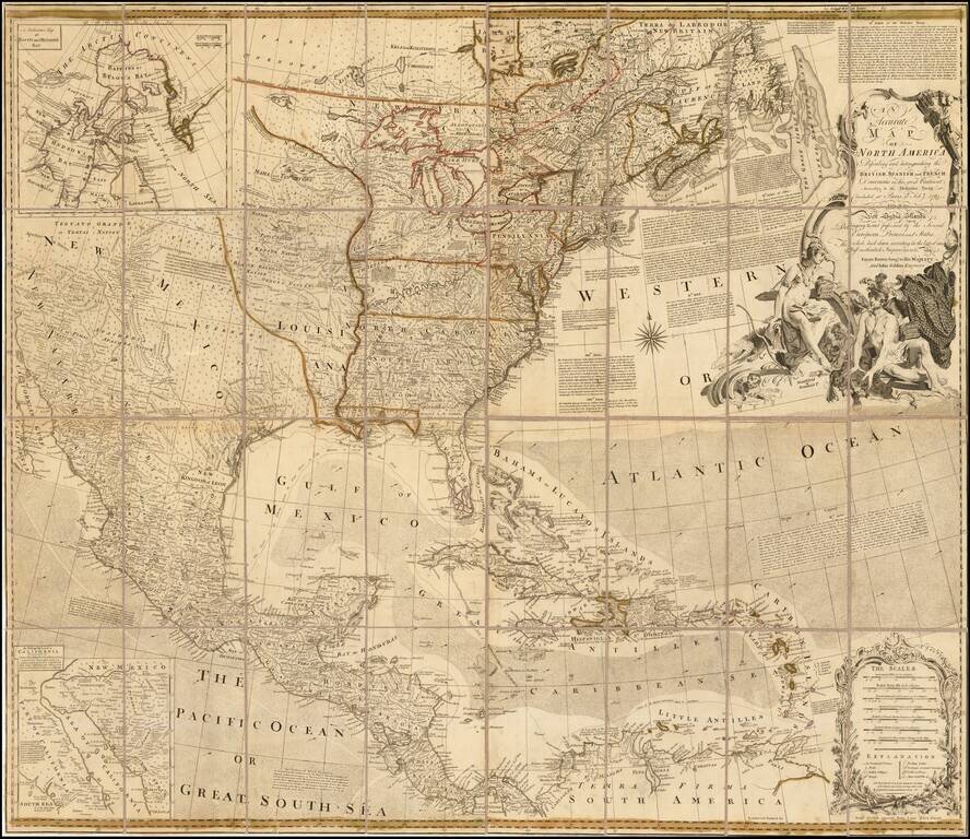 An Accurate Map of North America, Describing and Distinguishing The British, Spanish and French Dominions on this great Continent:  According toThe Definitive Treaty Concluded At Paris 10th Feby. 1763.  . . .