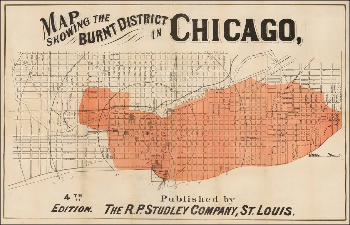 Map Showing the Burnt District in Chicago . . .