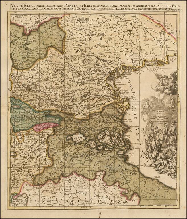 Venet. Reip. Dominium Nec Non Pontificii Iuris Ditionum Pars Maxima et Nobilissima in Quibus Exercituum Caesarianorum Gallorumque Itinera et Castrametationes, nec non Praeliorum Loca Exquisite Deomonstrantur . . .
