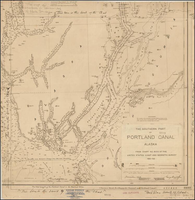 The Southern Part of Portland Canal Alaska  From Chart No. 8100 of the United States Coast and Geodetic Survey 1891-99