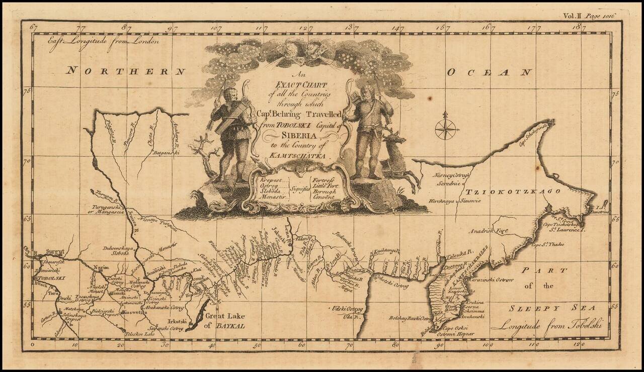 An Exact Chart of all the Countries through which Capt. Behring Travelled from Tobolski, Capital of Siberia to the Country of Kamtschatka