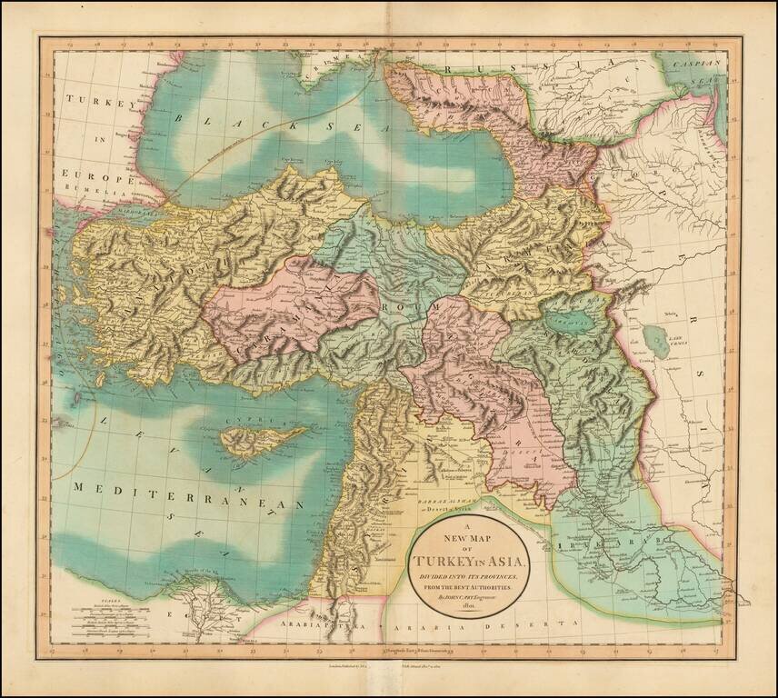A New Map of Turkey In Asia, Divided into its Provinces . . . 1801 [Cyprus]