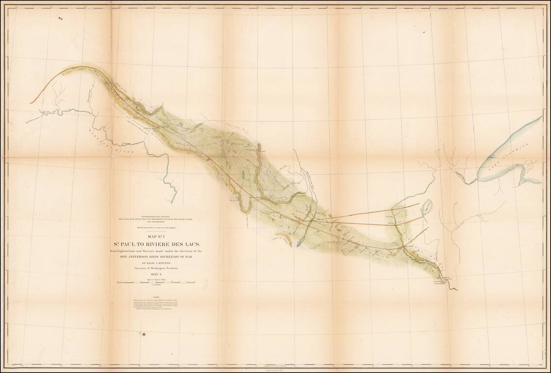 Map No. 1  St. Paul to Riviere Des Lacs: from Explorations and Surveys . . . By Isaac Stevens Governor of Washington Territory