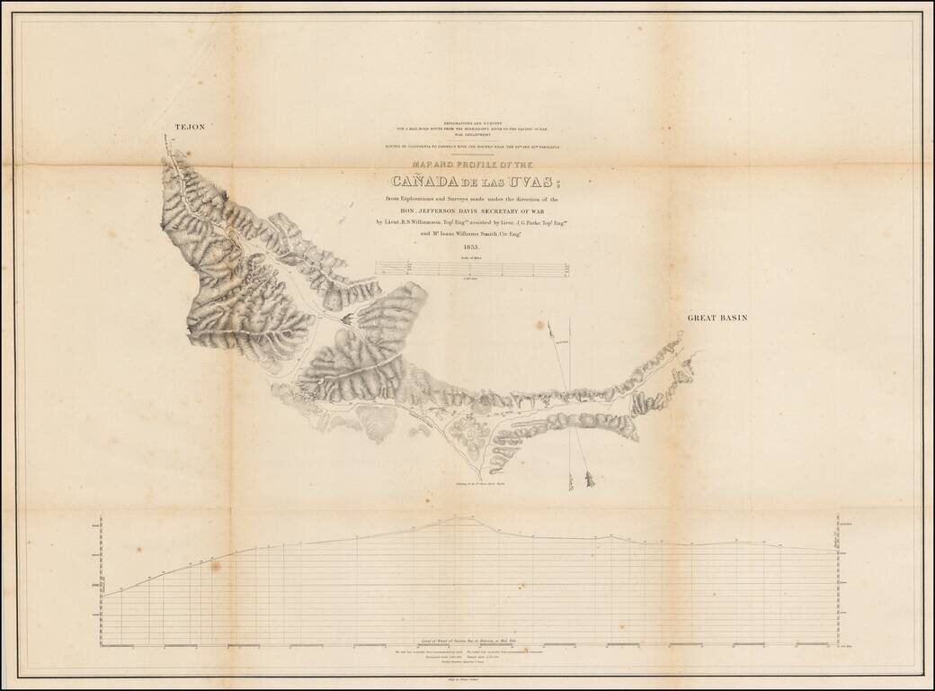 Map of Profile of the Cañada de las Uvas; from Explorations and Surveys . . . 1853