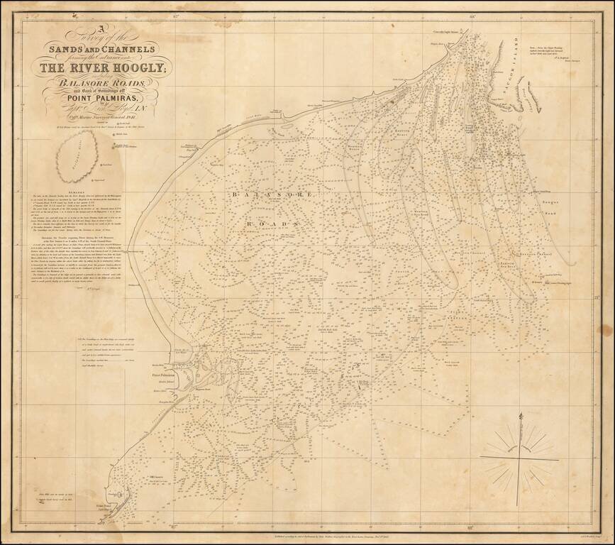 A Survey of the Sands and Channels forming the Entrance into The River Hoogly including Balasore Road and Banks of Soundings off Point Palmiras  Capt. Richd. Lloyd.  I.N.  Offg Marine Surveyor General 1841.